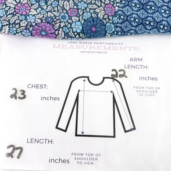 J. Jill Womens Blouse Top Size M Floral Flowy Sheer Boho Feminine Blue - Picture 8 of 8